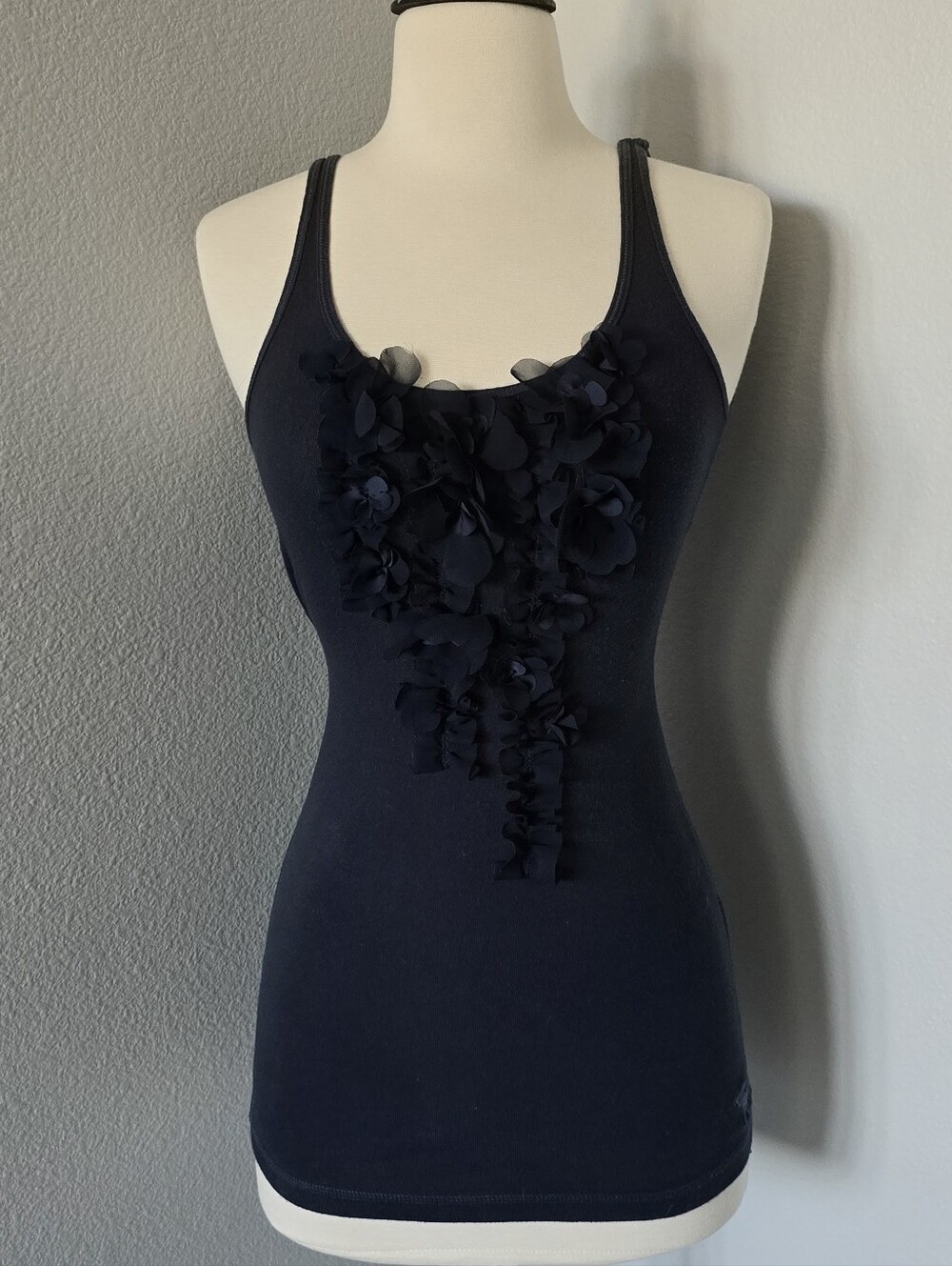 Y2K Vintage Abercrombie & Fitch Cotton Navy Falling Petal Long Tank Medium M